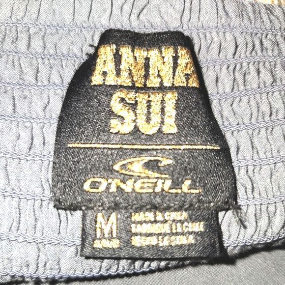 Anna Sui X O'Neill Gray & Yellow Sleeveless Love Birds Beach Dress Size M - Picture 9 of 10